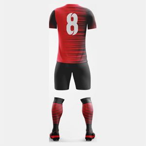 Uniforme de fútbol con diseño de Jersey a rayas de inspiración retro Uniforme de fútbol con efecto de decoloración de color degradado - Product Image 3