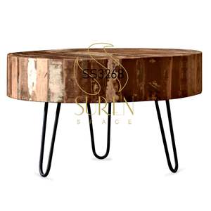 Table industrielle en bois, Table de dîner de styliste indien, fabriquée à la main, Table Unique de styliste d'hôtel - Product Image 2