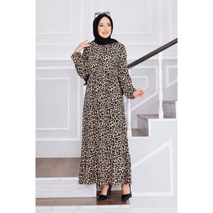 Robe hijab en crêpe à motifs léopard pour femme de carrière - Product Image 4