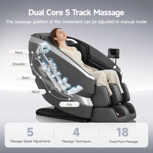 Fauteuil de massage complet, zéro gravité, shiatsu, fauteuil inclinable, rouleaux fixes, mode de chauffage du dos et des pieds, écran tactile - Product Image 3