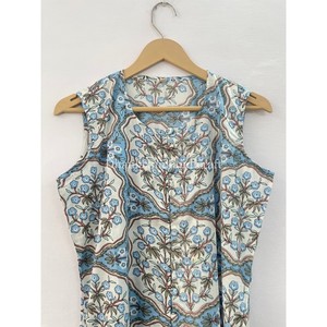 Vestido de verano hecho a mano para mujer 100% algodón estampado Floral ecológico botones hechos a mano estilo Simple vestido de hombro para Hippie - Product Image 3