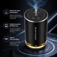 Diffuseur d'arômes pour voiture, porte-gobelet, désodorisant, 3 modes de pulvérisation, démarrage/arrêt automatique, nano-atomisation, rechargeable par Type-C, pour la maison