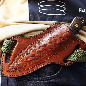Gaine de couteau en cuir pleine fleur rustique pour camping de survie et bushcraft cousu à la main OEM personnalisé pris en charge - Product Image 2