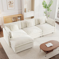 Canapé modulaire en forme de L en chenille blanche avec ottoman réversible pour salon et home cinéma