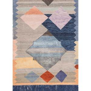Tapis en laine et soie de bambou noué à la main Freedom Manchaha bleu, motif géométrique pour usage domestique - Les-1612 - Product Image 2