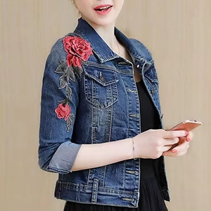 Chaqueta Bomber Vaquera de Invierno para Mujer, de Alta Calidad, Color Sólido, Media Manga, Informal, Tejida en Algodón, Transpirable y Ecológica - Product Image 2