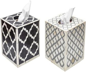 Caja de Pañuelos Multifuncional con Incrustaciones de Hueso, Ecológica, Personalizable, Hecha a Mano en India, con Elegante Diseño Floral y Acabado Brillante para un Toque de Lujo - Product Image 2
