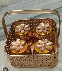 Caja de Regalo de Metal Dorado de Aluminio para Boda, Aniversario, Almacenamiento de Galletas, Dulces, Frutos Secos, Vajilla, Manualidades - Product Image 1