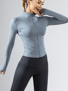 Veste de yoga légère pour femme, respirante, zippée, pour entraînement, course à pied, fitness, gym, avec trous pour les pouces - Product Image 3