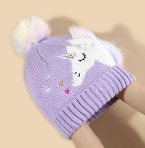 Bonnet bébé en coton 100% pour l'hiver, motif licorne mignon, impression numérique, bonnet tricoté chaud pour les tout-petits, garçons et filles - Product Image 3