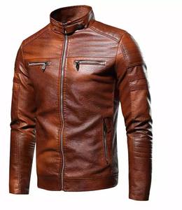 Veste de moto motard élégante et durable pour hommes toutes saisons vêtements d'extérieur en cuir d'agneau à capuche avec tissu en toile avec logo personnalisé - Product Image 2