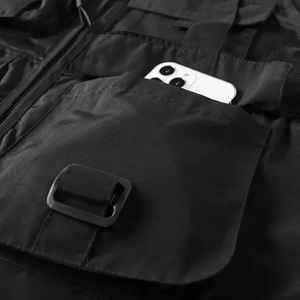 2025 Chaleco de trabajo de seguridad de alta visibilidad bolsillo reflectante negro ropa exterior informal con botón decoración logotipo personalizable - Product Image 4