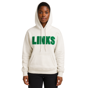 Sweat à capuche blanc The Links Incorporated avec broderie en chenille blanche Vêtements d'organisation civique et professionnelle noirs - Product Image 1