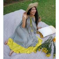 Robe longue Sunkissed décontractée unie en tissu tissé, col halter, respirante, coupe ample, design évasé, taille unique, taille naturelle