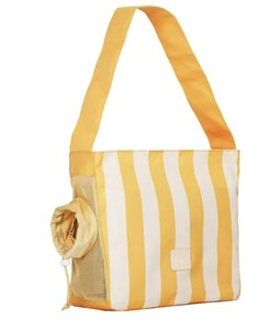 Sac à dos pour animaux de compagnie en coton rayé, léger, lavable, pliable et confortable, capacité 5 kg - Jaune - Product Image 1