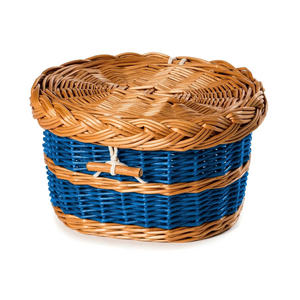 Cercueil en osier bicolore pour animaux de compagnie, urne commémorative en rotin tissé à la main, panier écologique, souvenir funéraire décoratif - Product Image 2