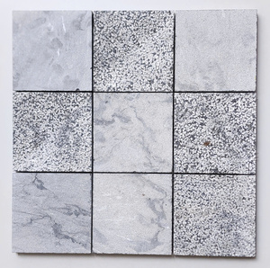 White Gray and Black Marble <b>Mosaic</b> Tile Square Tumble Finish Water Resistant Bathroom Interior Customization - Product Image 2
