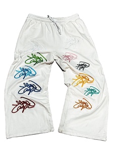 Fabricante de pantalones de chándal logotipo personalizado Casual pierna ancha peso pesado bordado holgado pantalones de chándal pantalones al aire libre hombres - Product Image 1