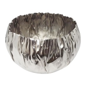 Bol décoratif en métal finition argent martelé moderne Présentoir à desserts pour la décoration intérieure Bol de table en chocolat et service sucré - Product Image 2