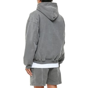 Impression numérique Saison d'hiver Zip 100% coton Plus Size 500 GSM Heavyweight Hoodies 2 Way Zip Acid Wash Solid Pattern PlainDyed - Product Image 6