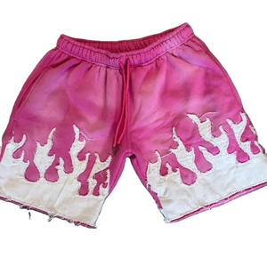 Gran oferta de pantalones cortos de sudor para hombre con logotipo personalizado, lavado ácido personalizado, bordado para correr desgastado, secado rápido, transpirable, bolsillos estampados medios - Product Image 1