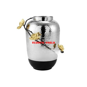 Vase à fleurs en métal de créateur fini argent porte-fleurs de créateur fait à la main pot de fleur en métal de vente en gros élégant classique - Product Image 4