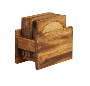 Sous-verre en bois de noyer de style unique de forme carrée pour la maison et l'hôtel Sous-verres de service de tasse à thé et à café de table - Product Image 5