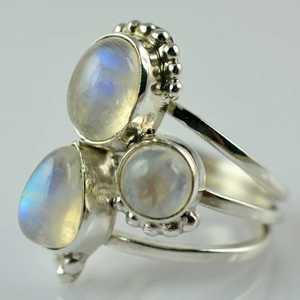 Rainbow Moonstone 925 Sterling Silver Handmade Statement Ring Boho June Birthstone Jewelry Perfect Gift for Her Birthday - Product Image 3