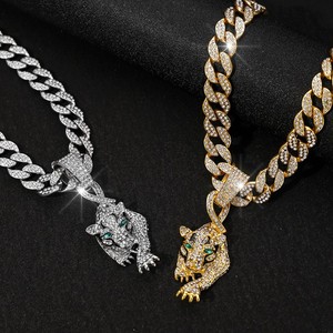 Collier pendentif clavicule glacé pour homme et femme 20 "Chaîne à maillons cubains Perceuse complète Moissanite Pierre Lunette Réglage Rappeur Hip-Hop - Product Image 4