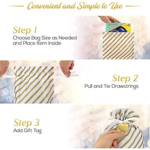 6 pièces élégant rouge tissu sacs-cadeaux motif brodé Polyester matériel Style ouvert 3 tailles pour les vacances saisonnières cadeau donnant - Product Image 5