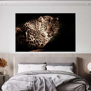 Cadeau pour les amoureux des léopards : Tableau imprimé sur toile pour décoration de Noël, 1P : encadré - Product Image 1