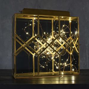 Home and Garden Decorative <b>Large</b> Brass and Glass Christmas <b>Candle</b> Holder Lantern Rectangle Shape Designer Handmade Wedding - Product Image 5
