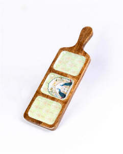 จานไม้สามช่องสำหรับใส่ของสำหรับงานเลี้ยง - Product Image 1