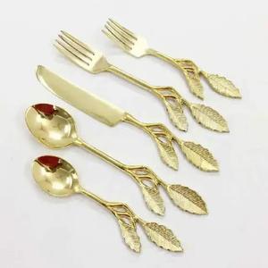 Gold Plated <b>Flatware</b> <b>Set</b> Designer Handle Stainless Steel Modern Five-Piece <b>Flatware</b> <b>Set</b> Steel Handmade Trending Cutlery <b>Set</b> - Product Image 5