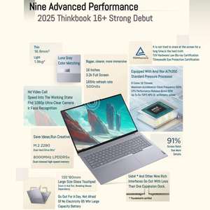 L e n o V o Think Book 16 + Laptop empresarial A M D R y Z e n AI 7 H 350 32GB 1TB 16 pulgadas IPS 3,2 K Portátiles personales y domésticos - Product Image 6