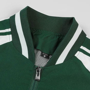Veste universitaire respirante enduite, vert forêt, laine et blanc, unisexe, automne, col montant, logo frontal, baseball - Product Image 4