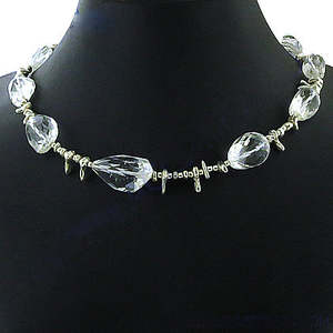 Collier en perles de quartz clair pour femmes, bijoux élégants en pierres précieuses de cristal - Product Image 2