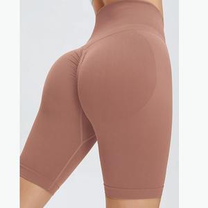 Pantalones cortos de entrenamiento de talla grande con Control de barriga alta para mujer, pantalones cortos de Fitness sólidos de algodón 100% con cordón, estambre de punto alto de calle media - Product Image 3