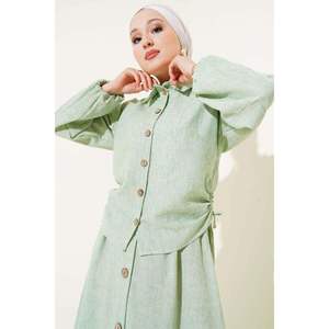 Traje de falda con botones laterales de madera Menta - Product Image 4