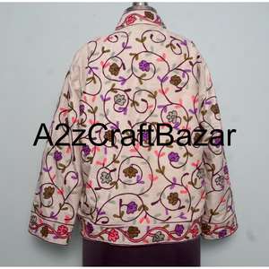 <b>Velvet</b> <b>Jacket</b> 100% Cotton Knitted Fabric Embroidered Floral Pattern Eco-Friendly Breathable For <b>Women</b> And Girls - Product Image 5