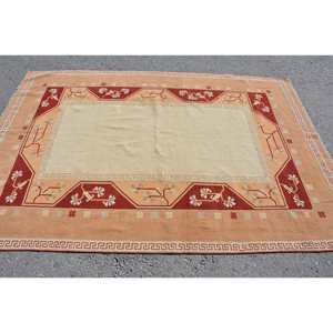 พรมขนสัตว์สีเบจสีส้มคลาสสิก5.2x7.6ฟุตวินเทจดีไซน์ตุรกีเย็บปะติดปะต่อกันสี่เหลี่ยมผืนผ้าลายสำหรับห้องนั่งเล่นห้องโถงใหม่ - Product Image 3