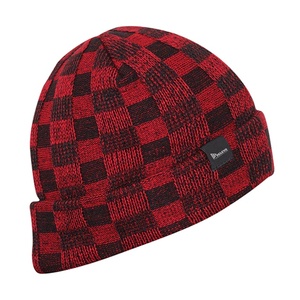 Gorro de Punto Acrílico de 300 GSM, Diseño a Cuadros, Rojo y Negro, Gorro de Invierno, Térmico, Cálido, para Esquí, Unisex, con Logotipo Personalizable para Compras al por Mayor - Product Image 6