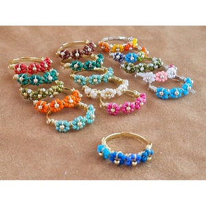 Gold Plated Bohemian Style Cluster <b>Rings</b> Pave Setting Lab Created Stones Alloy Main Material for Gift - Product Image 3