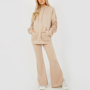 Conjunto de Pantalones Deportivos Acampanados para Mujer, Cálidos, Transpirables, Estampados, con su Logotipo, Última Moda 2025, Lavado Ácido - Product Image 1