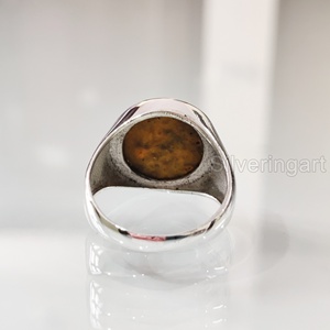 Grossiste Bague pour homme Bague naturelle en forme de bourdon Jaspe Pierre précieuse Bague de naissance Toutes tailles Bijoux de mariage arabe Bague en argent sterling 925 - Product Image 6