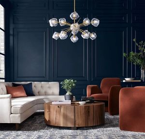 Lustre moderne Spoutnik doré blanc lait Lustre en laiton brossé du milieu du siècle Lustre de plafond encastré Suspension - Product Image 4