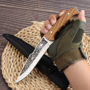 OEM ODM Personnalisable Vente en Gros Couteau Droit en Acier Inoxydable Offre Spéciale Manche en Bois de Carbone pour Camping en Plein Air Chasse de Survie - Product Image 1