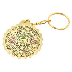 Porte-clés avec calendrier en laiton Antique de haute qualité, porte-clés élégant en laiton pour cadeau, porte-clés brillant taille de poche en gros - Product Image 6