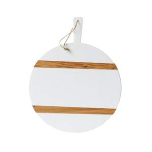 Planche à découper en marbre et en bois de conception unique Bloc de coupe durable en marbre naturel k & White pour le hachage de fruits et légumes - Product Image 4