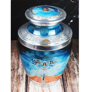Mini urnes souvenir bleu forêt pour cendres humaines hommes femmes | Petites urnes commémoratives de crémation pour restes funéraires | Sac de transport en velours - Product Image 2